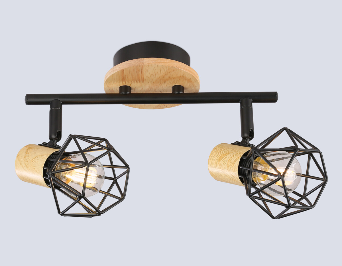 TR8752/2 BK/WD черный/дерево IP20 E27/2 310*115*200 — изображение 1