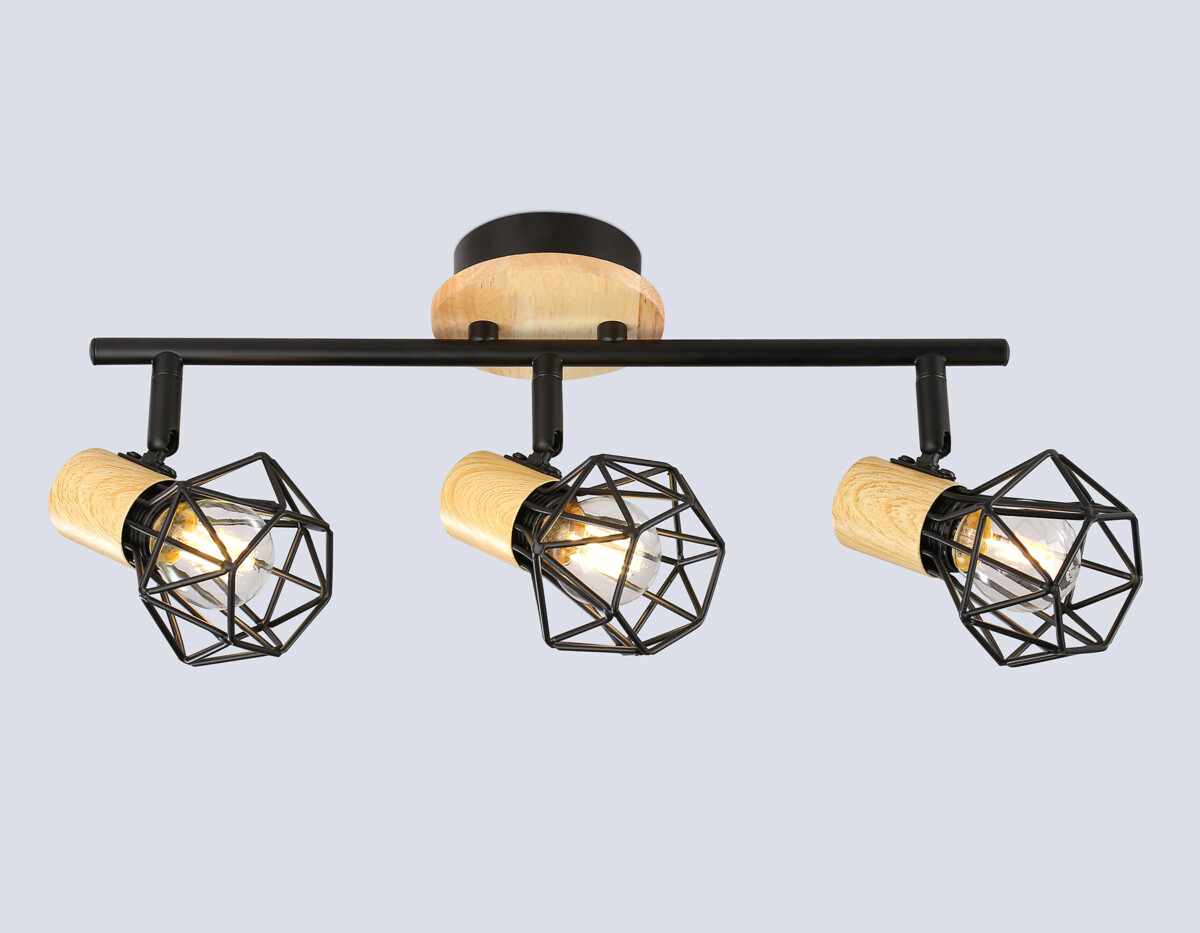 TR8753/3 BK/WD черный/дерево IP20 E27/3 435*115*200 — изображение 1