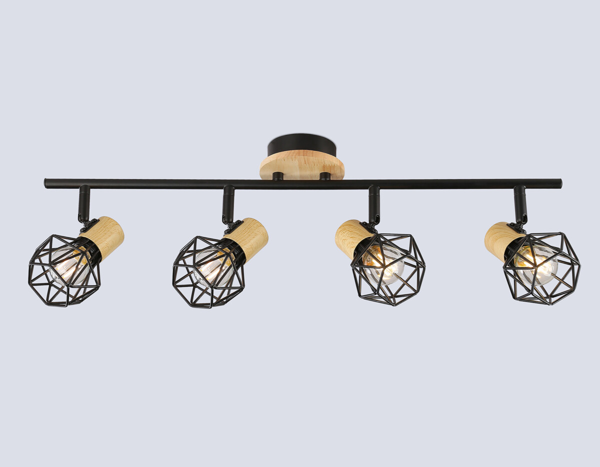 TR8754/4 BK/WD черный/дерево IP20 E27/4 615*115*200 — изображение 2