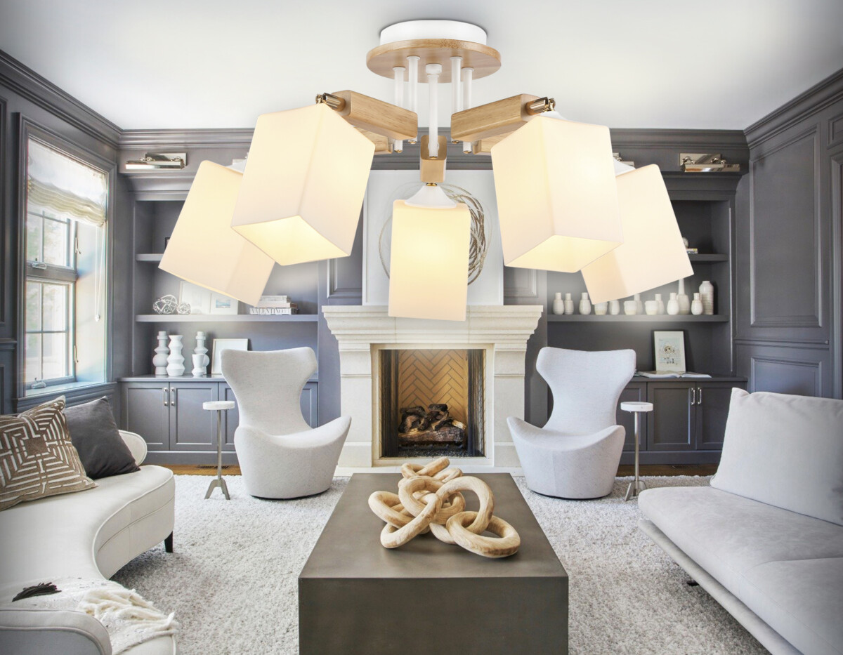 TR9518/5 WH/GD/FR белый/золото/белый матовый E27*5 max 40W D670*260 — изображение 2