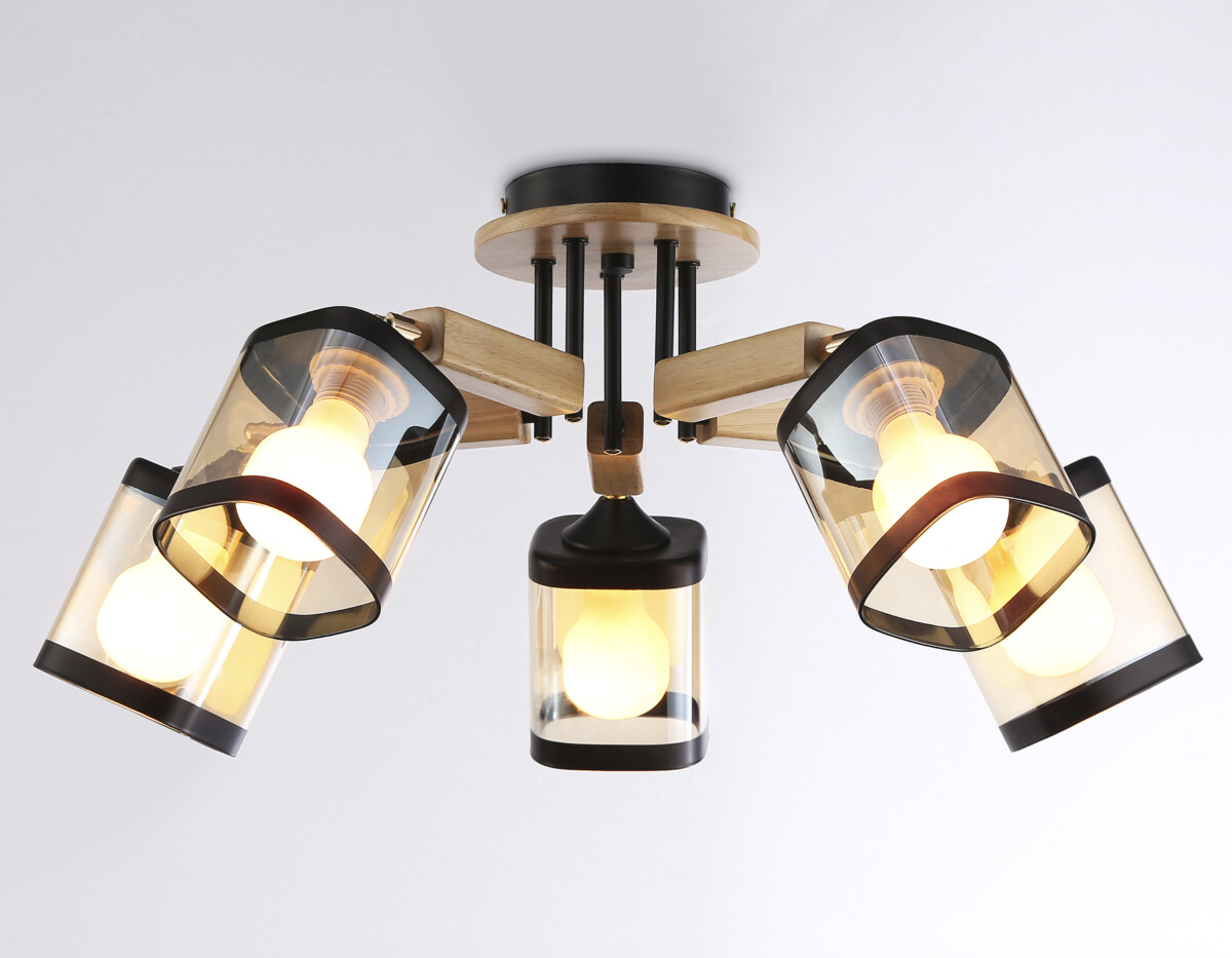 TR9529/5 BK/GD/TI черный/золото/янтарь E27*5 max 40W D670*260 — изображение 5