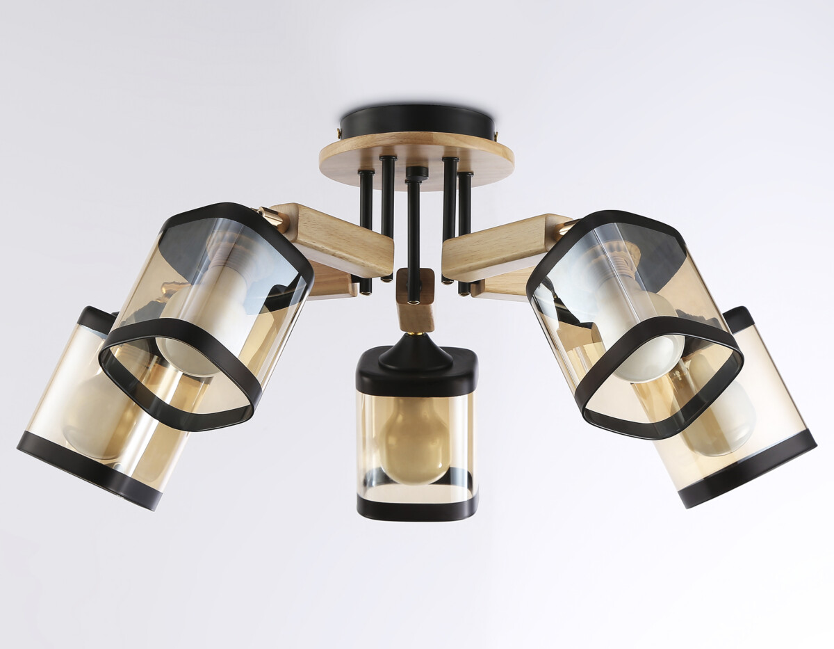 TR9529/5 BK/GD/TI черный/золото/янтарь E27*5 max 40W D670*260 — изображение 6