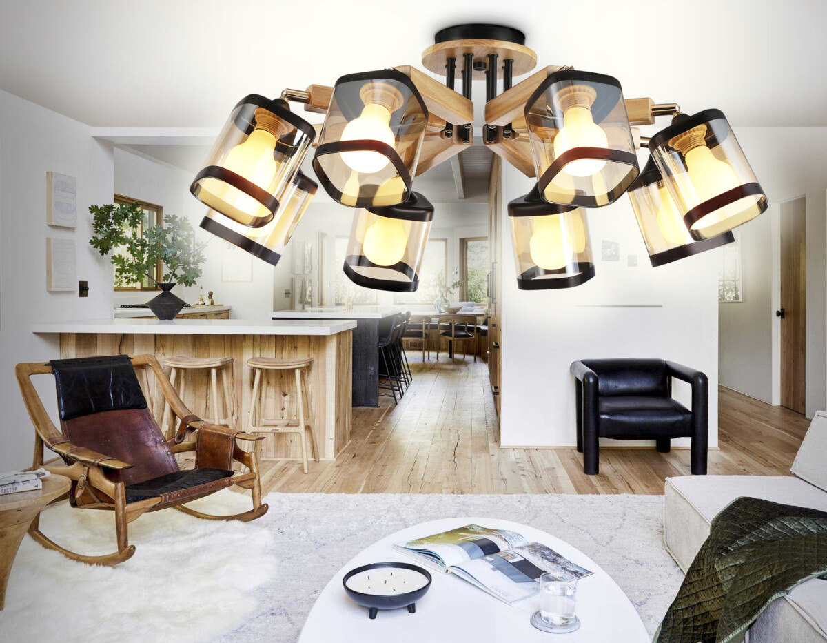 TR9530/8 BK/GD/TI черный/золото/янтарь E27*8 max 40W D790*260 — изображение 2