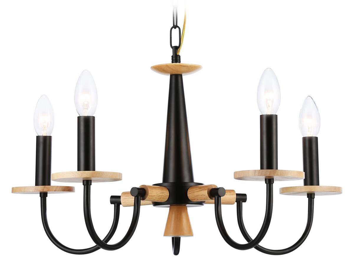 TR9593/5 BK/LW черный/светлое дерево E14/5 max 40W D555*660 — изображение 1