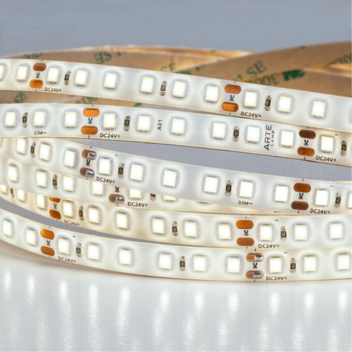 A2412008-05-4K Светодиодная лента 24В 9,6Вт/м 1000Лм/м 4000К 90+ 8мм SMD2835 120шт/м 5м IP65 — изображение 3