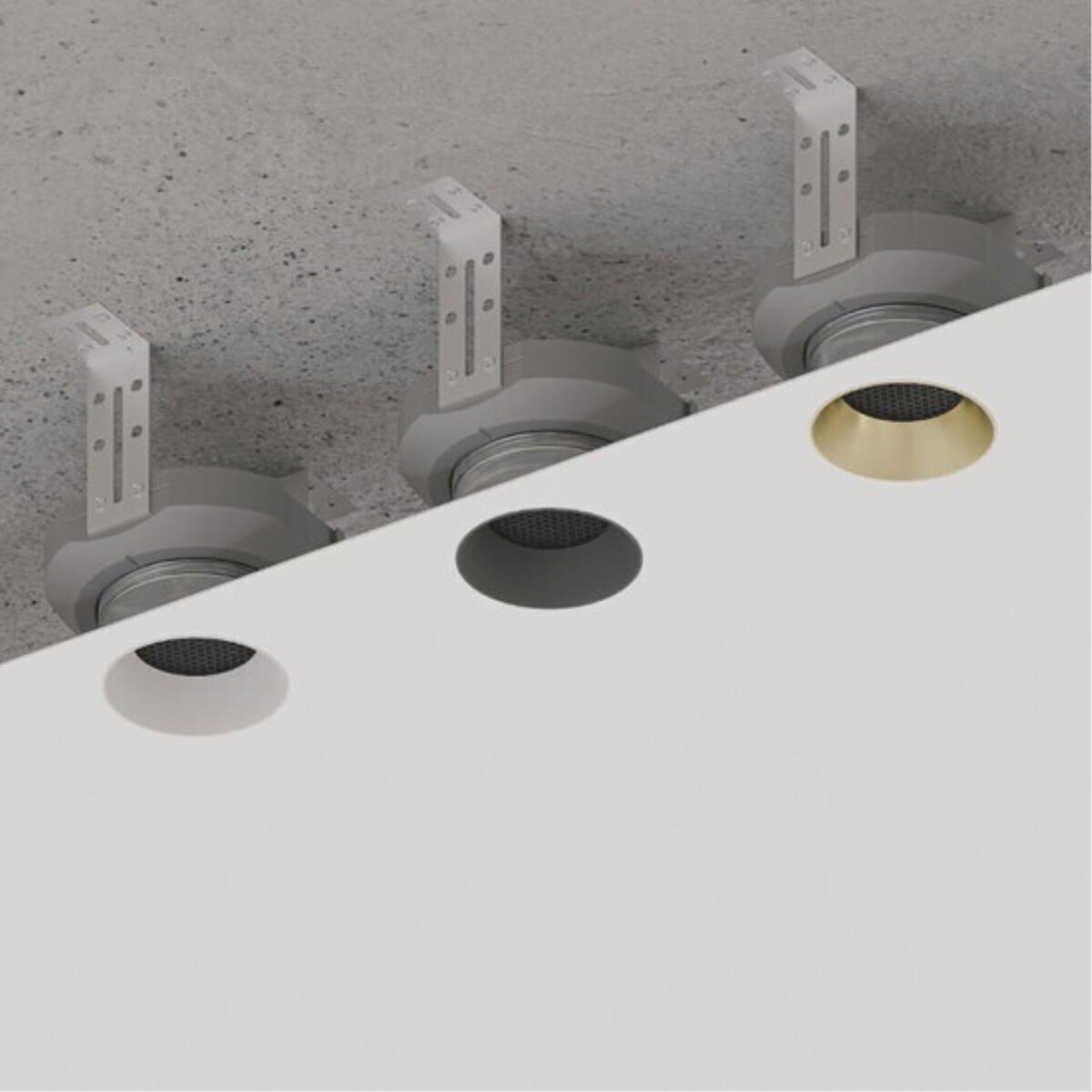 A3010PL-1SG Декоративная рамка для монтажного комплекта INTER, для модуля ORE и MR16 ламп матовое золото IP20 антислепящий фильтр и GU10 патрон в комплекте — изображение 3