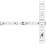 A2412008-02-4K Светодиодная лента 24В 9,6Вт/м 1000Лм/м 4000К 90+ 8мм SMD2835 120шт/м 5м IP20