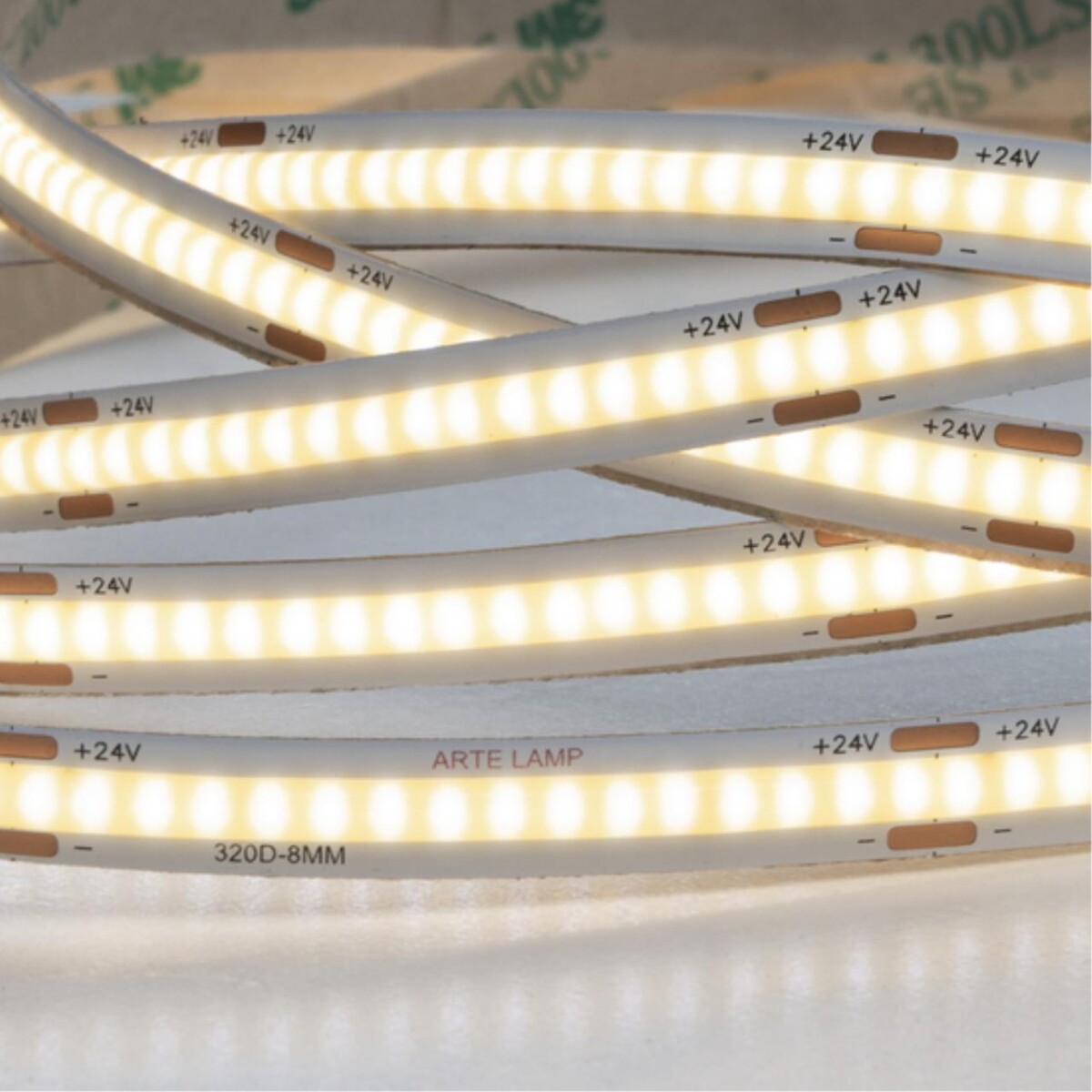 A2432008-02-4K Светодиодная лента 24В 10Вт/м 850Лм/м 4000К 90+ 8мм COB 320шт/м 5м IP20 — изображение 3
