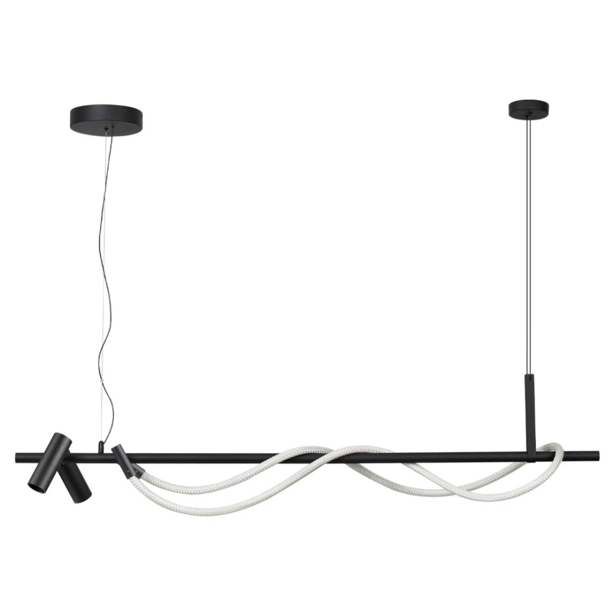 d38f6ef4445b0a0ff6f87df1e2f5da43 4391/30L HIGHTECH ODL24 301 черный/металл/канат Подвесной св-к с раздельн. вкл IP20 LED 30W 1200Лм 4000K CORDA — изображение 1