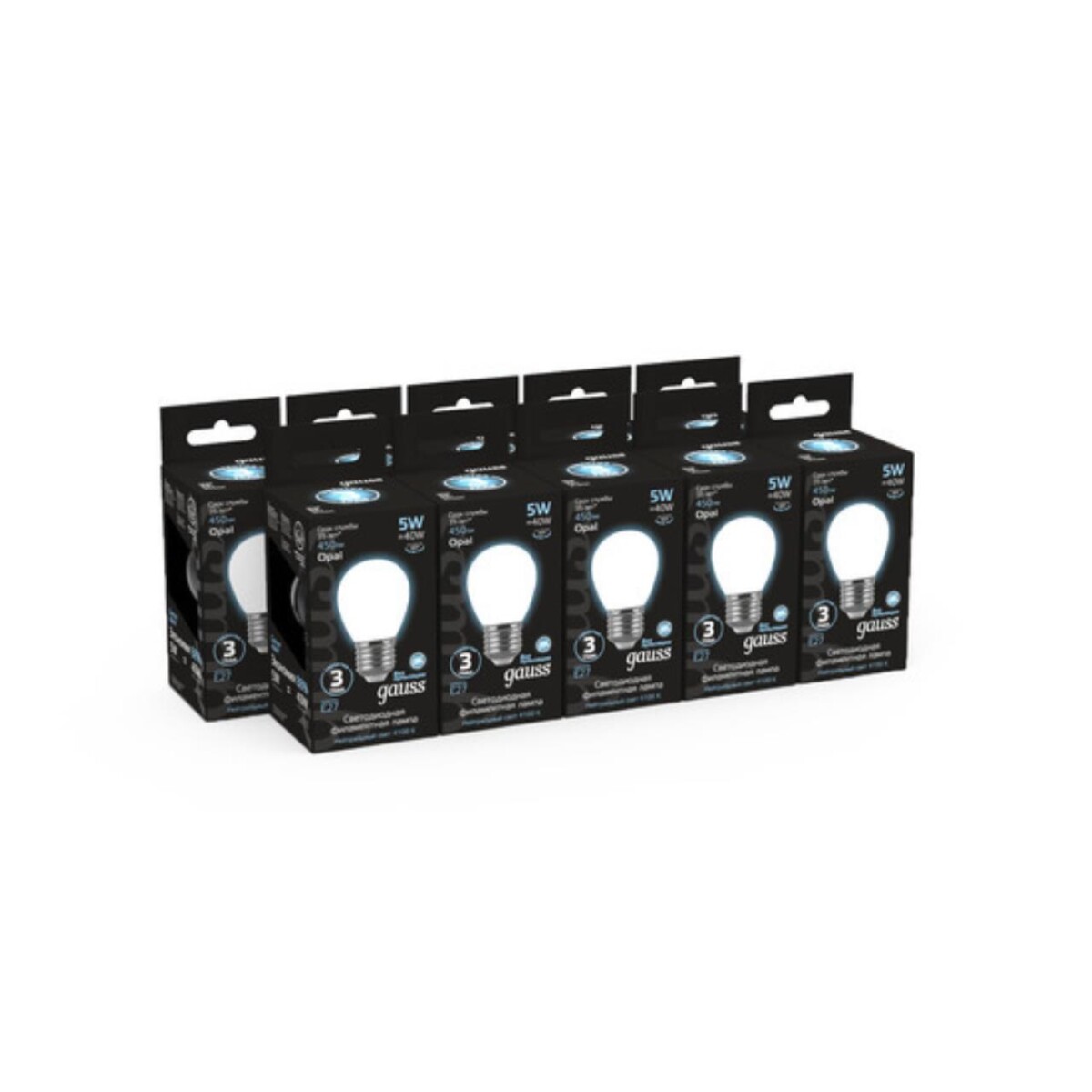 105202205 Лампа Gauss LED Filament Шар OPAL E27 5W 450lm 4100K 1/10/50 — изображение 5