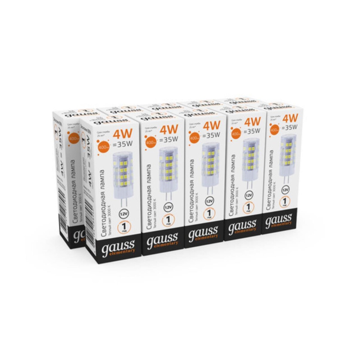 10714 Лампа Gauss Elementary G4 12V 4W 400lm 3000K керамика LED 1/10/200 — изображение 5
