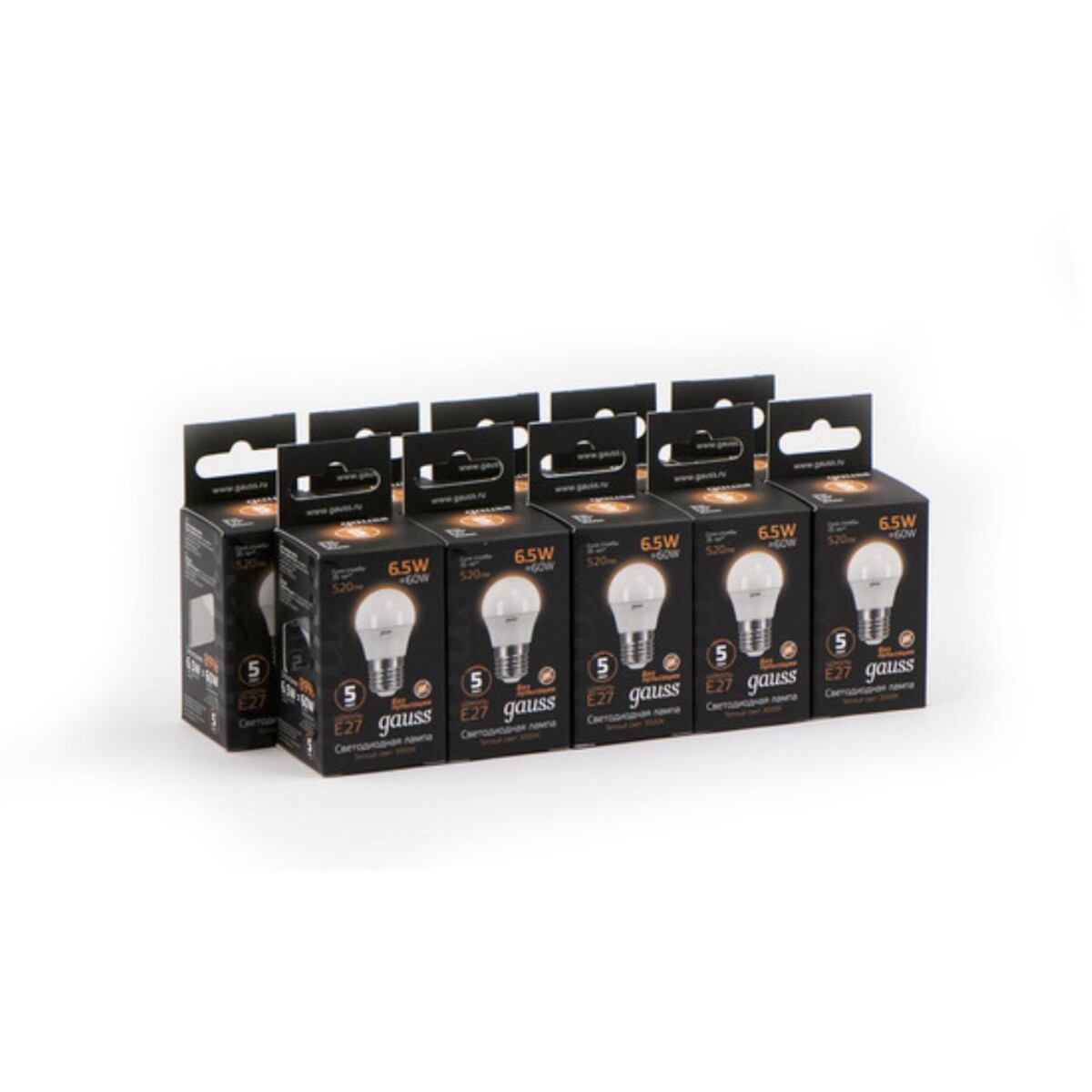 105102107 Лампа Gauss LED Шар E27 6.5W 520lm 3000K 1/10/50 — изображение 5