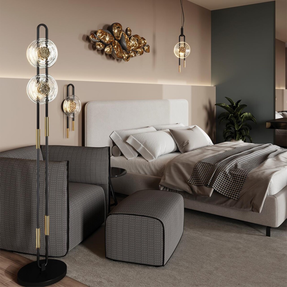 5407/23FL MODERN ODL_EX24 101 черный/золотой/металл/стекло Торшер LED 23W 3000K 1940Лм MAGNET — изображение 2