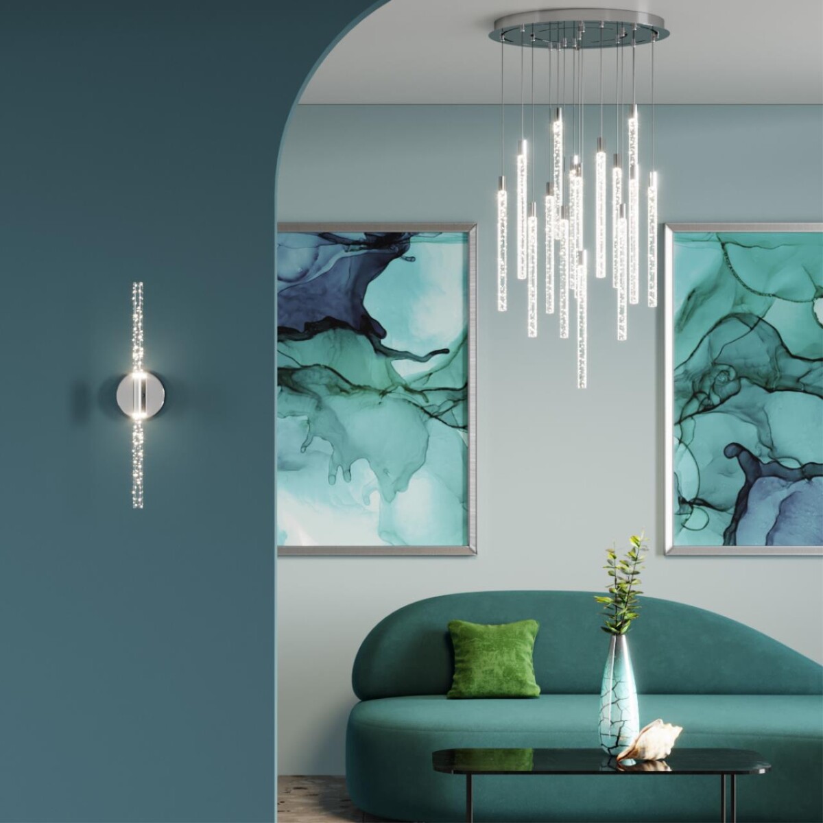 4370/10WL HIGHTECH ODL23 235 хром полированный/акрил с пузырьками Настенный св-к IP20 LED 8W 315Лм 3000K SPARKY — изображение 1