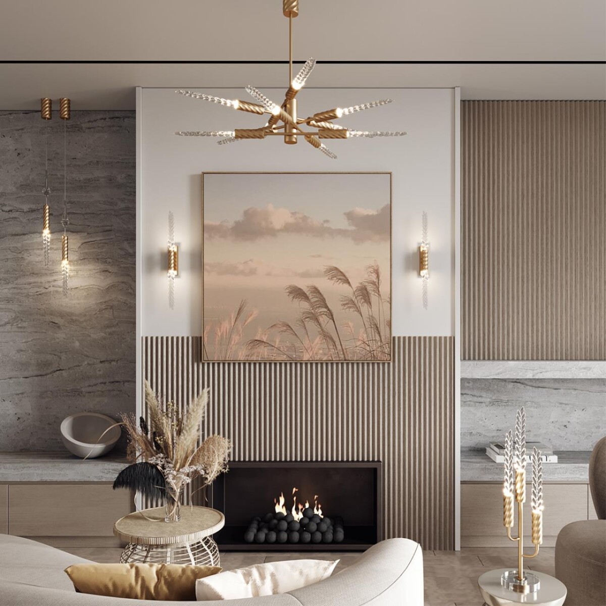 5449/28L L-VISION ODL_EX26 039 сатинированн.латунь/прозрачн./металл/стекло Люстра LED 28W (10*2.8W) 3000K 1260Лм KOLOS — изображение 2