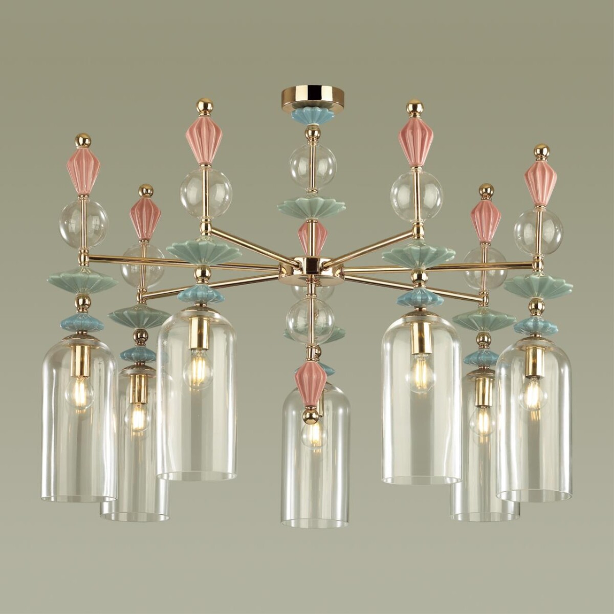 4855/7C CLASSIC ODL_EX21 134 золото/разноцветн./керамика/стекло Люстра потолочная E14 7*40W BIZET — изображение 6