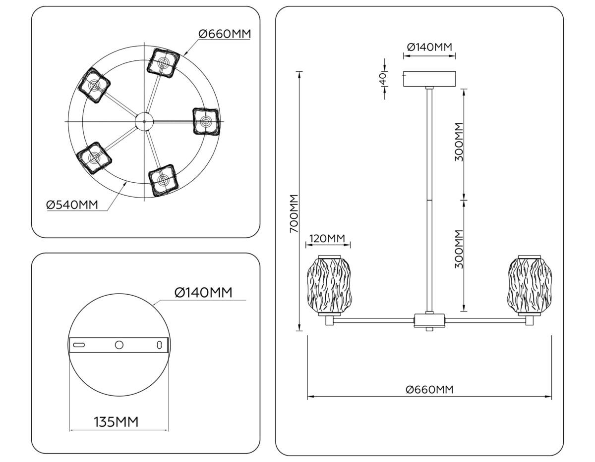 LH30104/5 SB/TI бронза/янтарь 27W 3000K D660*700 — изображение 7