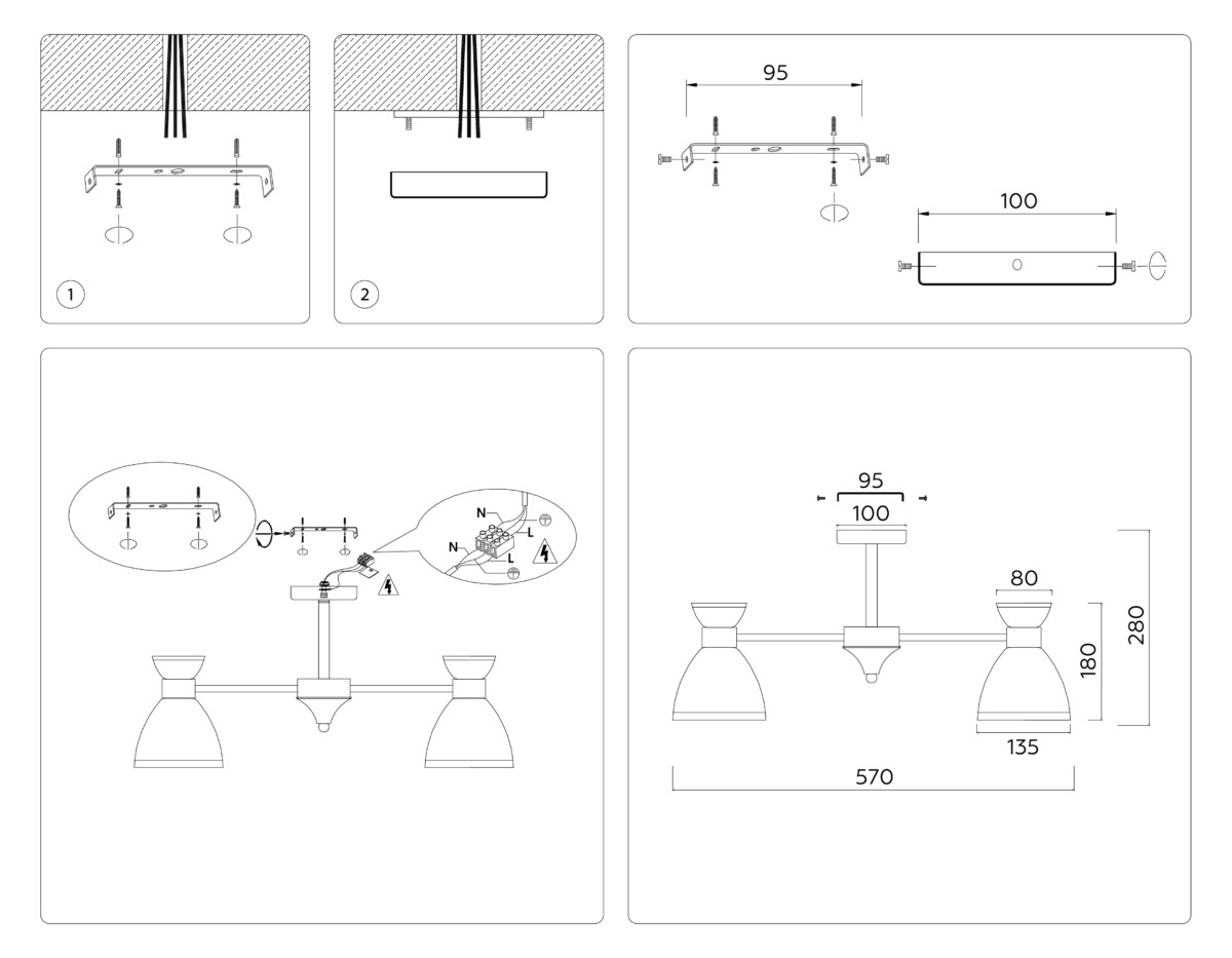 TR3179/5 WH белый E27/5 max 40W D570*280 — изображение 5