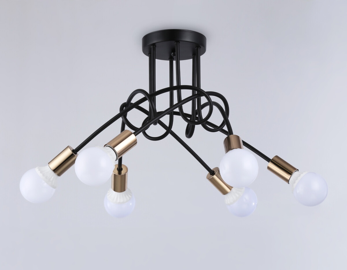 TR80419/6 BK/GD черный/золото E27/6 max 60W D690*370 — изображение 5