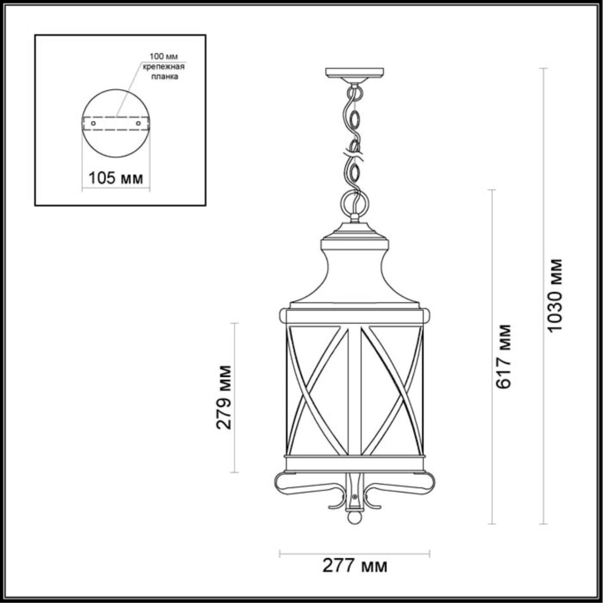 4045/3 NATURE ODL18 701 черный/золотая патина Уличный светильник-подвес IP44 E14 3*60W 220V SATION — изображение 2