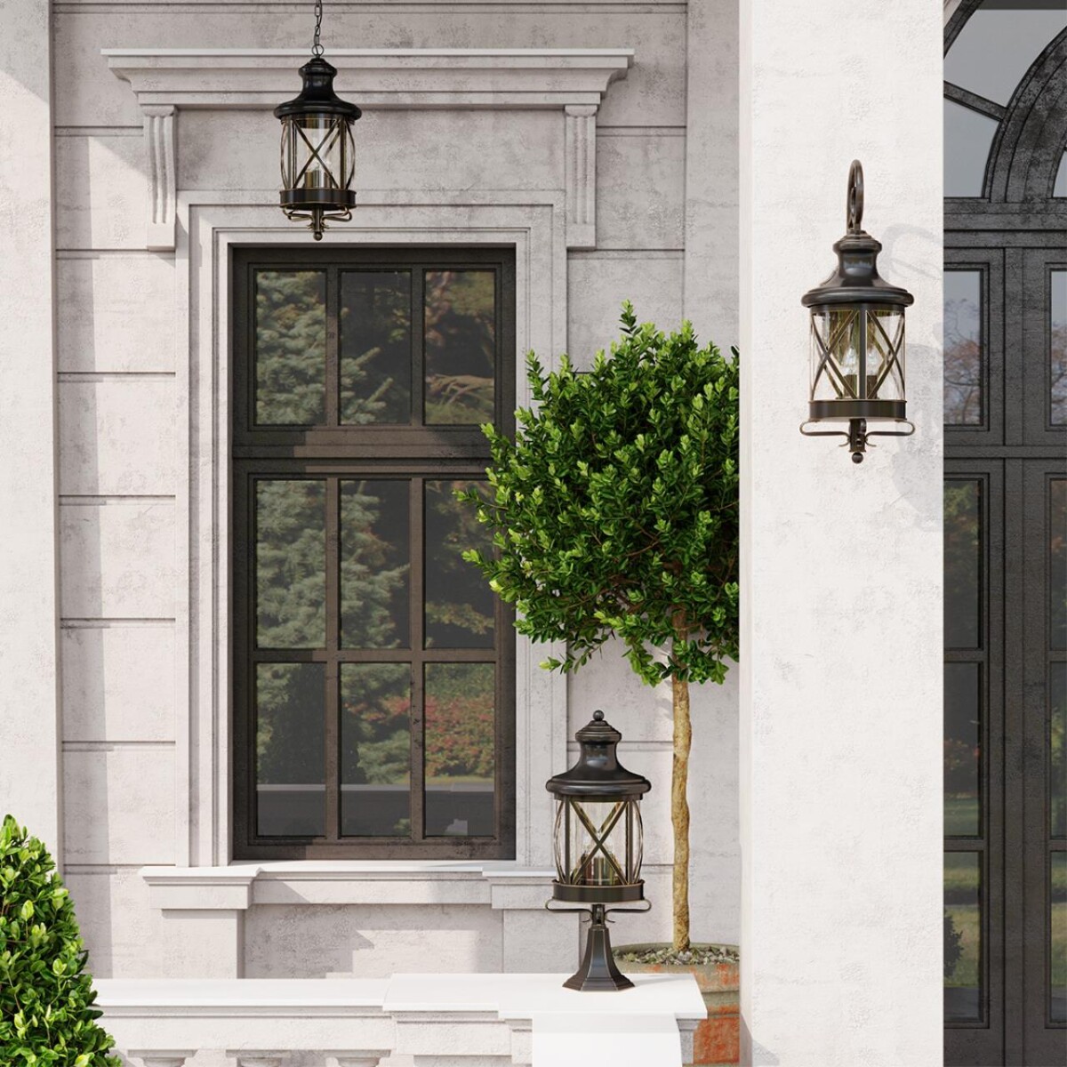 f60e45dc05e925bdc6dcea6bf9fabbe2 4045/3 NATURE ODL18 701 черный/золотая патина Уличный светильник-подвес IP44 E14 3*60W 220V SATION — изображение 1