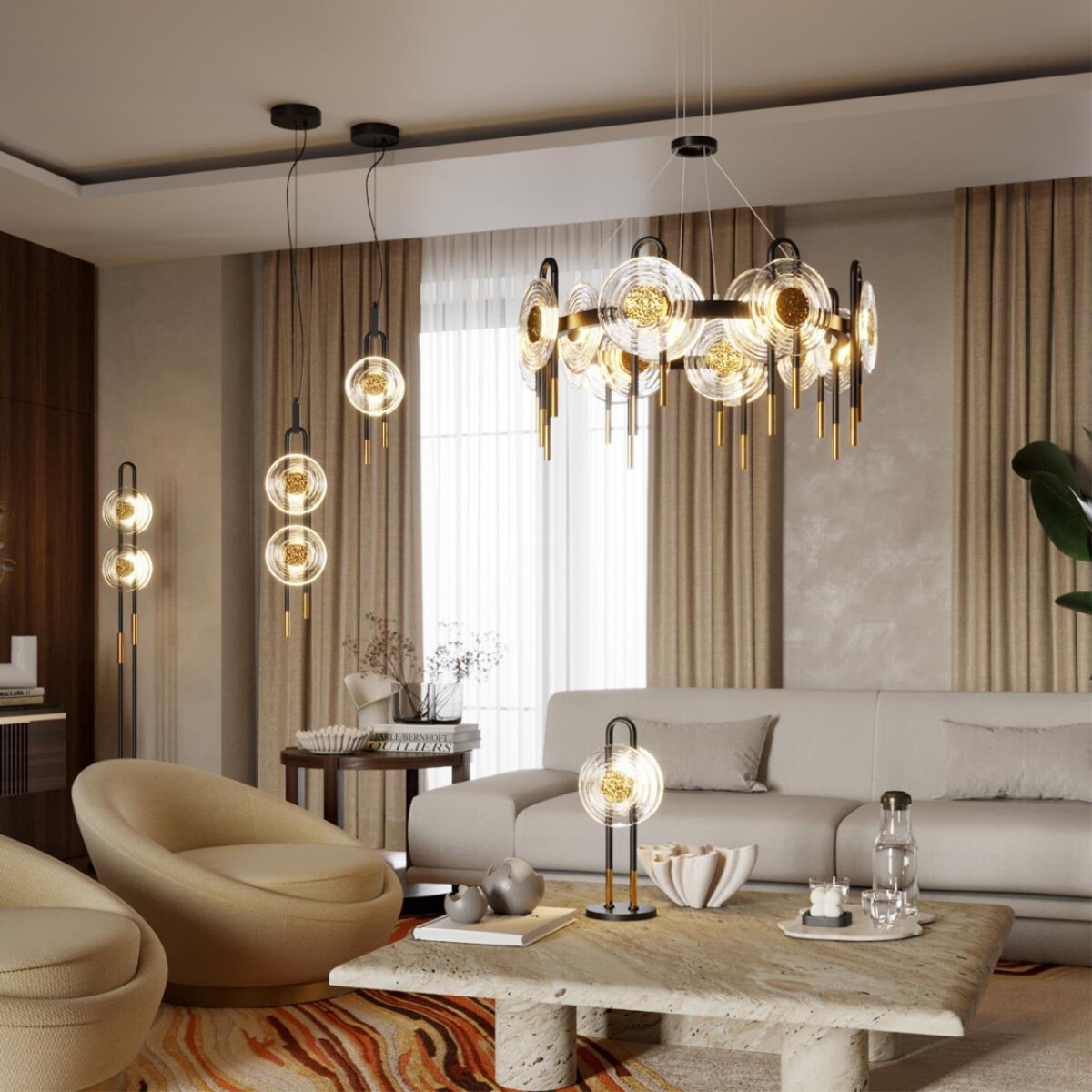 5407/92L MODERN ODL_EX25 101 черный/золото/металл/стекло Люстра LED 92W 3000K 8990Лм MAGNET — изображение 2