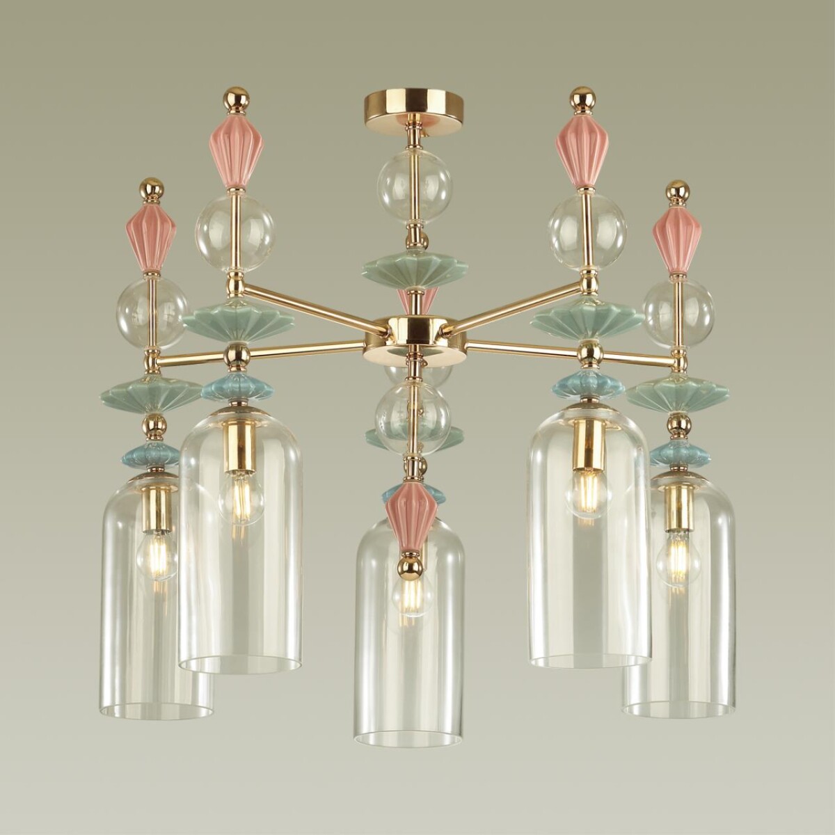 4855/5C CLASSIC ODL_EX21 135 золото/разноцветн./керамика/стекло Люстра потолочная E14 5*40W BIZET — изображение 6