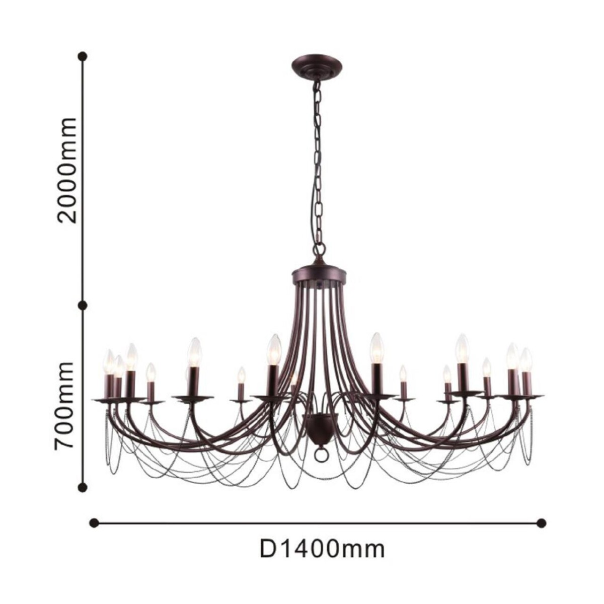 2590-18P, подвесная люстра, D1400xH700/2700, 18xE14x40W, excluded — изображение 3