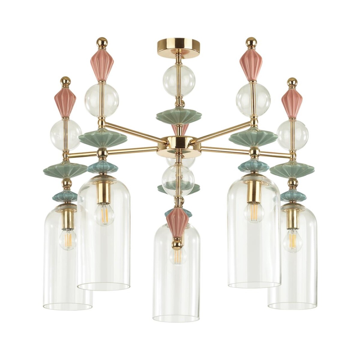 4855/5C CLASSIC ODL_EX21 135 золото/разноцветн./керамика/стекло Люстра потолочная E14 5*40W BIZET — изображение 1