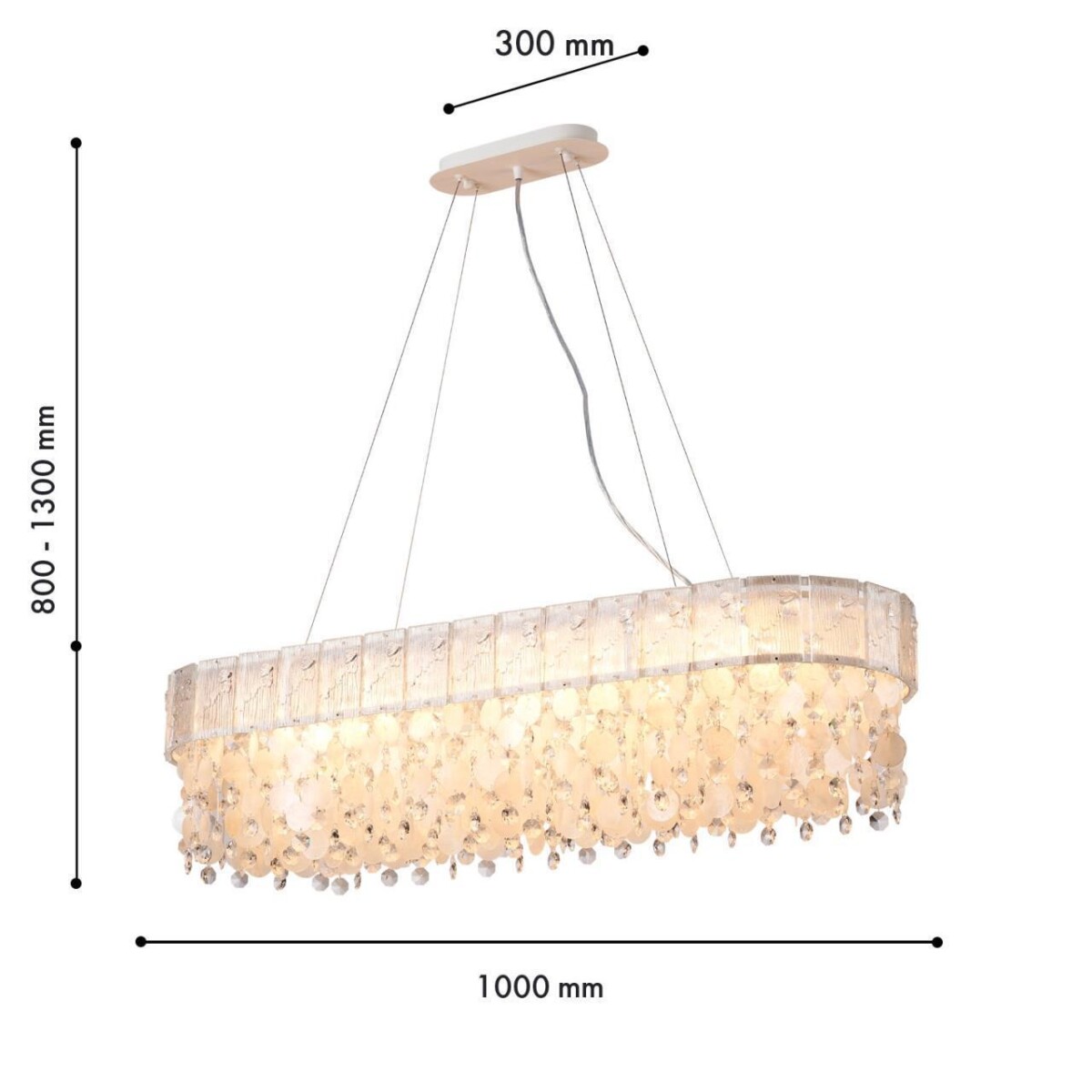4782-10P, подвесная люстра, L1000xW300xH800/1300, 10xE14x40W, excluded — изображение 3