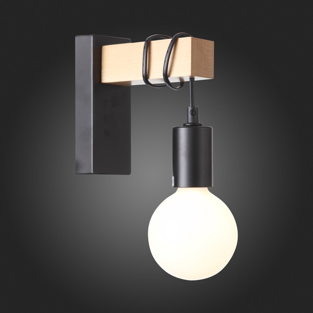 SL1142.401.01 Светильник настенный Черный, Светлое дерево E27 1*60W BAGETTI — изображение 11