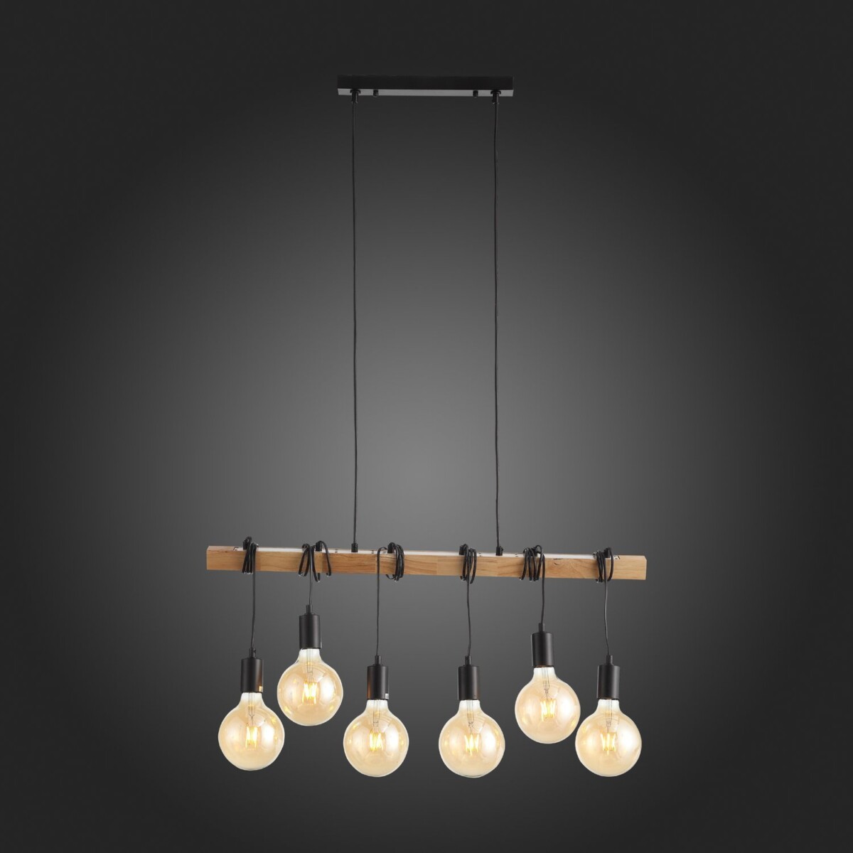 SL1142.403.06 Светильник подвесной Черный, Светлое дерево E27 6*60W BAGETTI — изображение 2