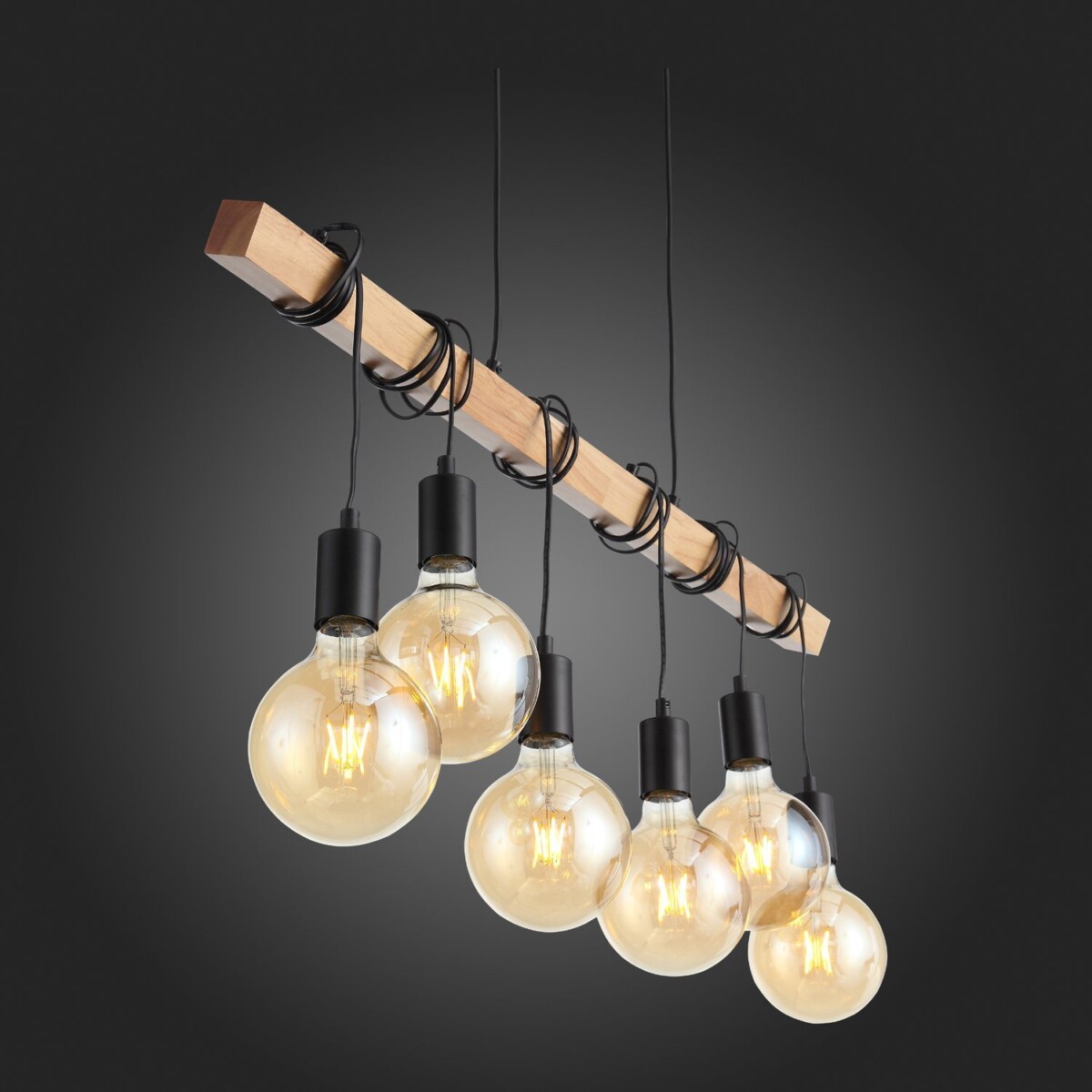 SL1142.403.06 Светильник подвесной Черный, Светлое дерево E27 6*60W BAGETTI — изображение 8