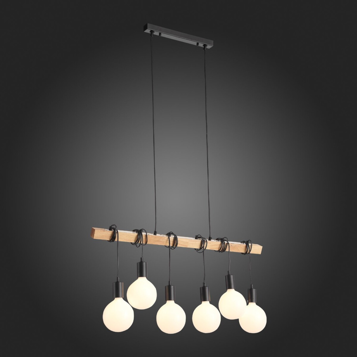 SL1142.403.06 Светильник подвесной Черный, Светлое дерево E27 6*60W BAGETTI — изображение 11