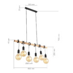 SL1142.403.06 Светильник подвесной Черный, Светлое дерево E27 6*60W BAGETTI — изображение 14