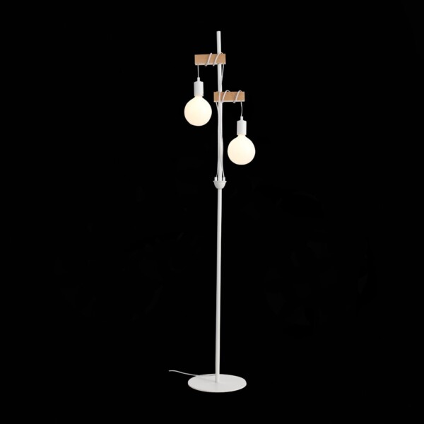 SL1142.505.01 Светильник напольный Белый, Светлое дерево E27 2*60W BAGETTI