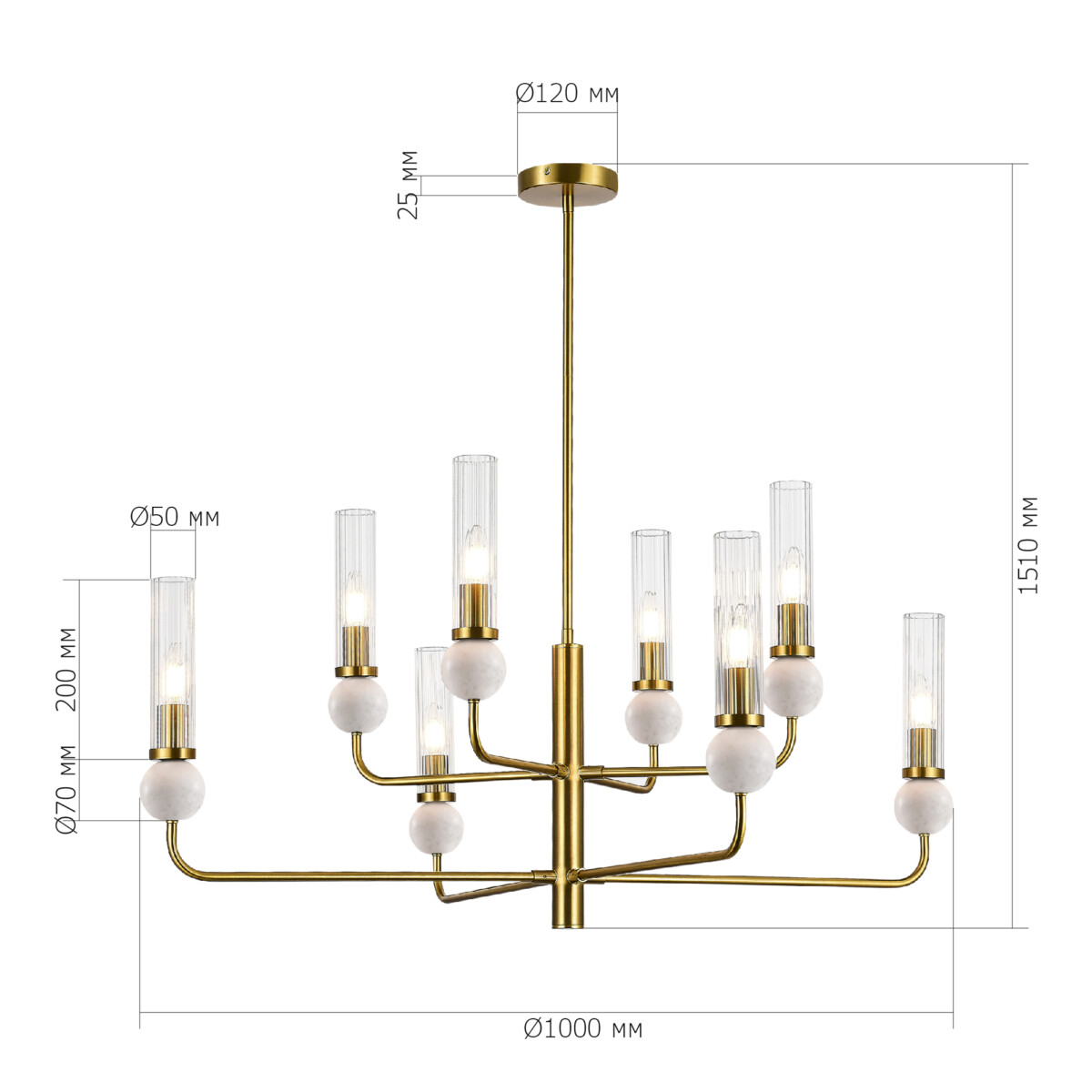 SL1244.303.08 Светильник подвесной ST-Luce латунь/прозрачный E14 8*40W MEDEA — изображение 5