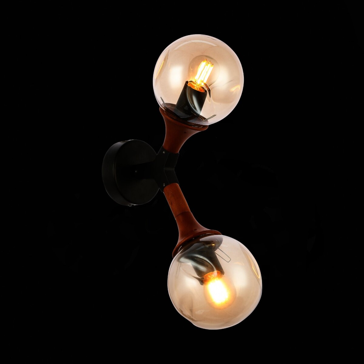SLE109401-01 Светильник настенный Черный, Темное дерево/Прозрачный, Янтарный E27 2*60W RAQUEL — изображение 1