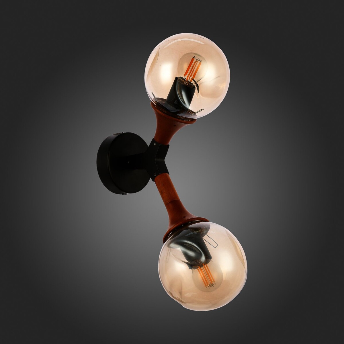 SLE109401-01 Светильник настенный Черный, Темное дерево/Прозрачный, Янтарный E27 2*60W RAQUEL — изображение 5