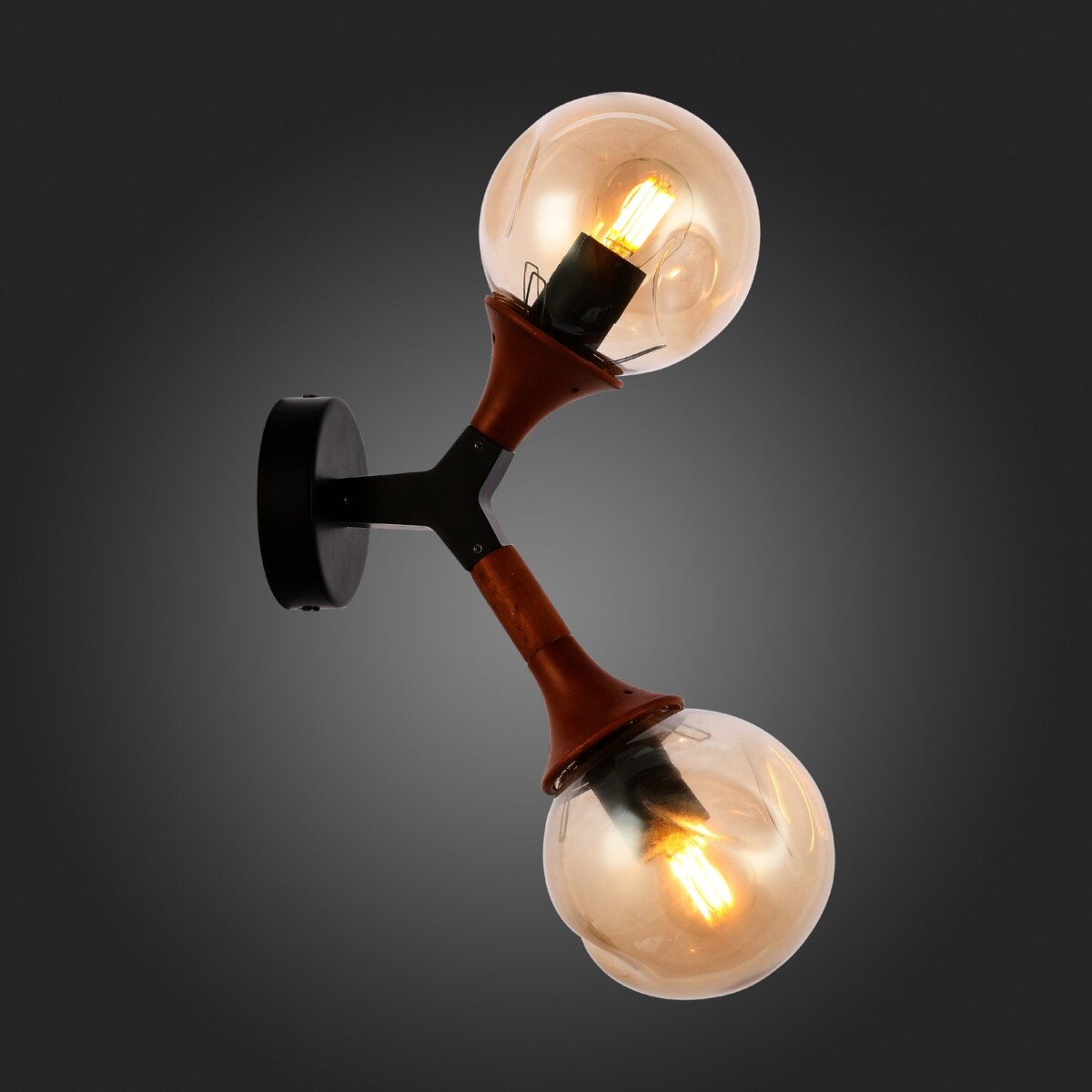 SLE109401-01 Светильник настенный Черный, Темное дерево/Прозрачный, Янтарный E27 2*60W RAQUEL — изображение 8