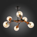 SLE109402-06 Светильник потолочный Черный, Темное дерево/Прозрачный, Янтарный E27 6*60W RAQUEL — изображение 2