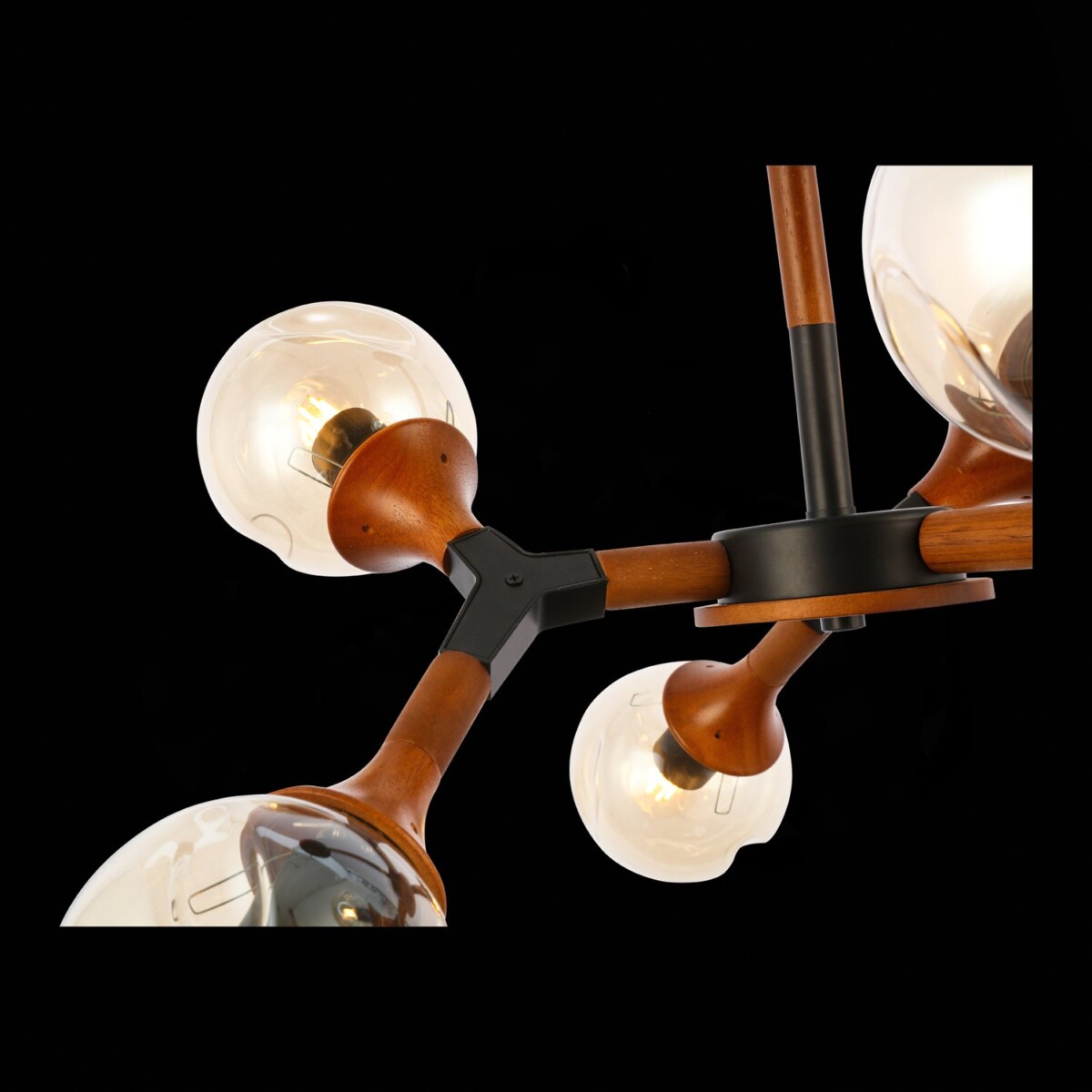 SLE109402-06 Светильник потолочный Черный, Темное дерево/Прозрачный, Янтарный E27 6*60W RAQUEL — изображение 4