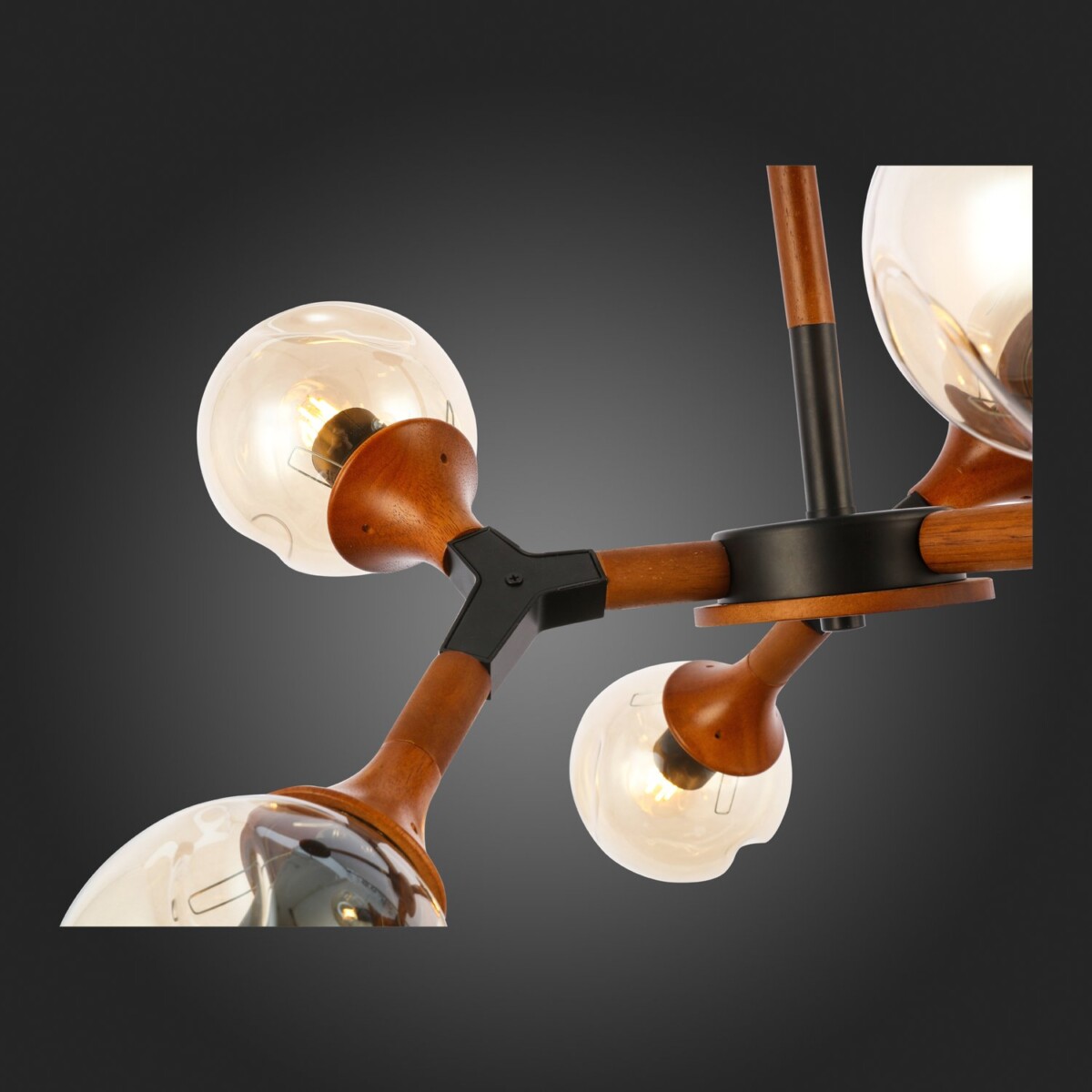 SLE109402-06 Светильник потолочный Черный, Темное дерево/Прозрачный, Янтарный E27 6*60W RAQUEL — изображение 5