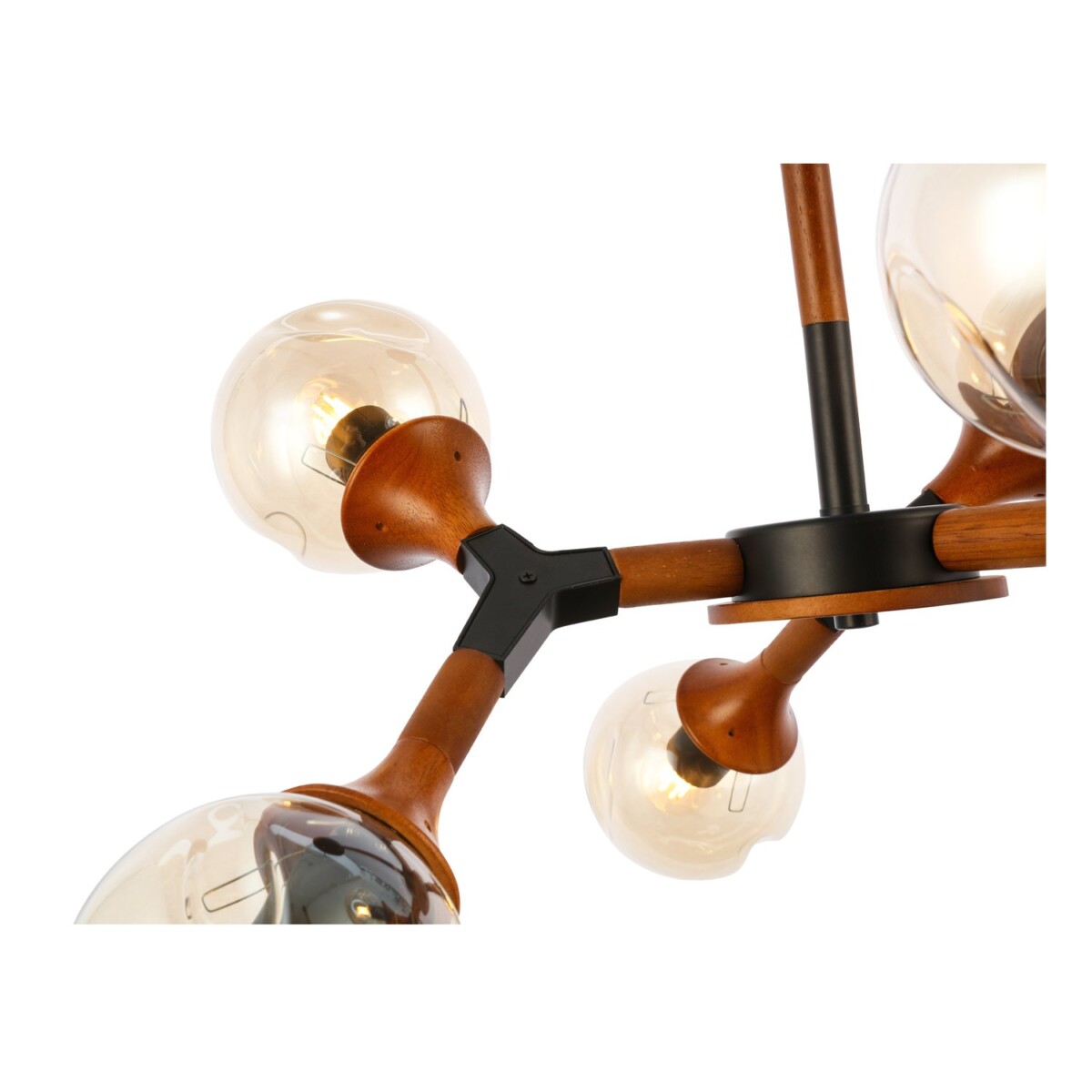 SLE109402-06 Светильник потолочный Черный, Темное дерево/Прозрачный, Янтарный E27 6*60W RAQUEL — изображение 6