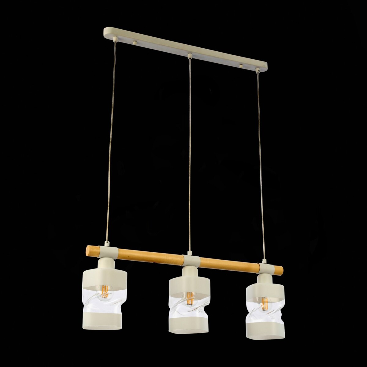 SLE114503-03 Светильник подвесной Белый, Светлое дерево/Белый, Прозрачный E27 3*60W ABIRITTO — изображение 4