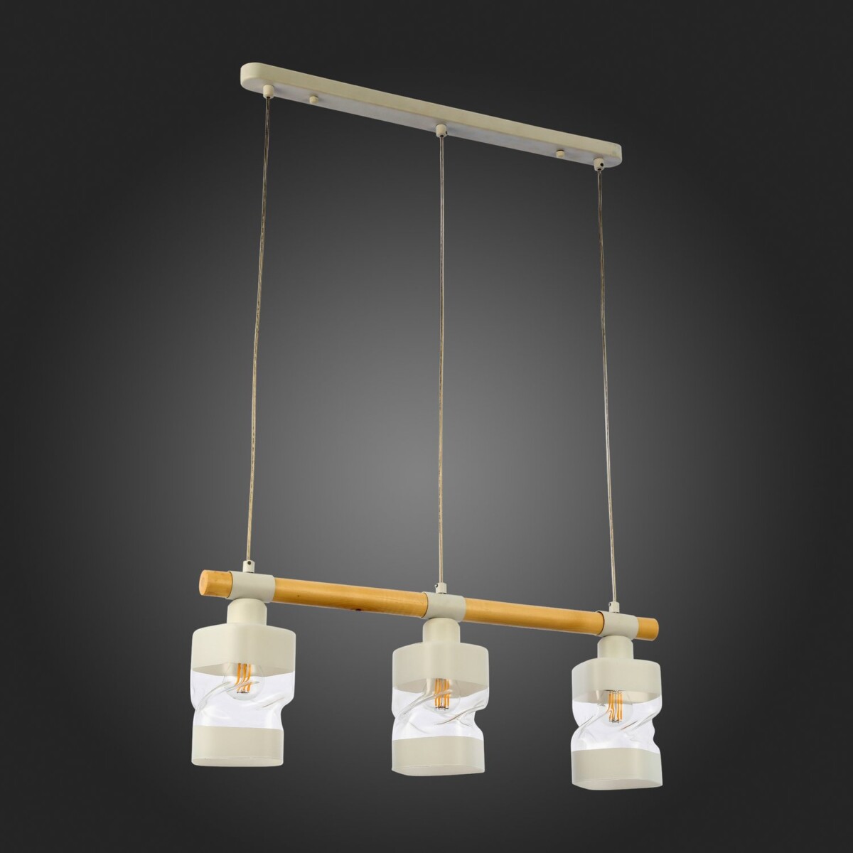 SLE114503-03 Светильник подвесной Белый, Светлое дерево/Белый, Прозрачный E27 3*60W ABIRITTO — изображение 5