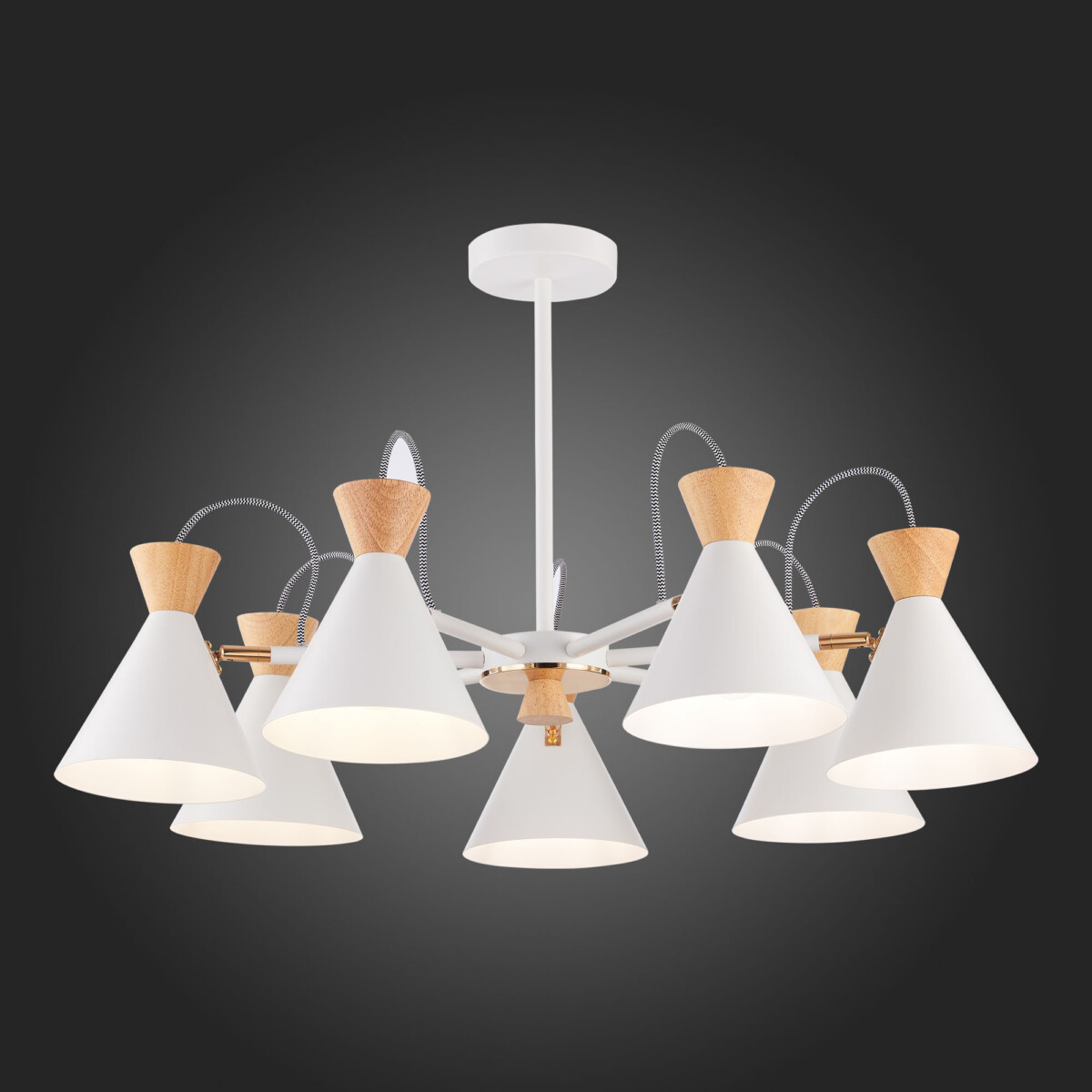 SLE125102-07 Светильник потолочный Белый, Золотистый/Белый, Светлое дерево E14 7*40W MODICA — изображение 2