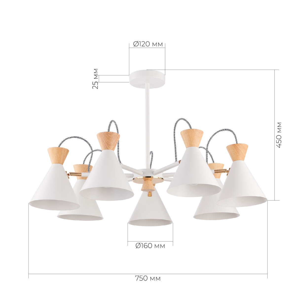 SLE125102-07 Светильник потолочный Белый, Золотистый/Белый, Светлое дерево E14 7*40W MODICA — изображение 6