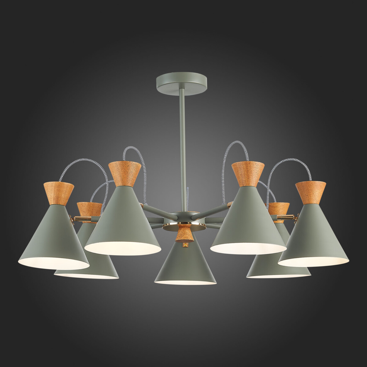 SLE125112-07 Светильник потолочный Серый, Золотистый/Серый, Темное дерево E14 7*40W MODICA — изображение 2