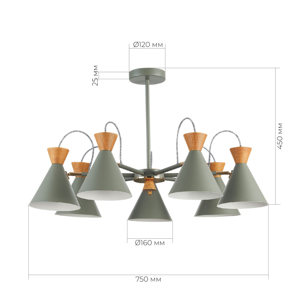 SLE125112-07 Светильник потолочный Серый, Золотистый/Серый, Темное дерево E14 7*40W MODICA — изображение 6